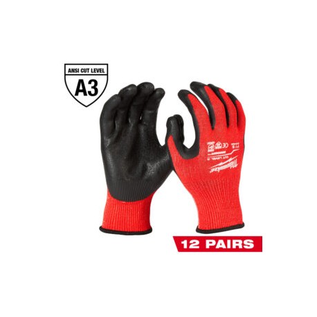48-22-8932B GUANTES ANTICORTE NIVEL 3 BAÑADOS EN NITRILO TALLA GDE 12PZAS