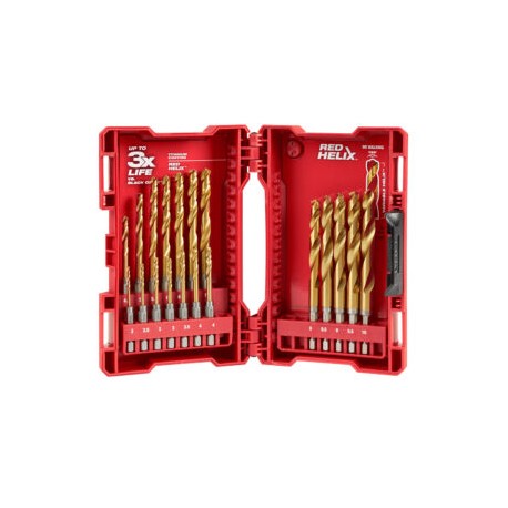 48-89-4860 Juego de brocas métricas de titanio SHOCKWAVE™ RED HELIX™ (19 piezas)